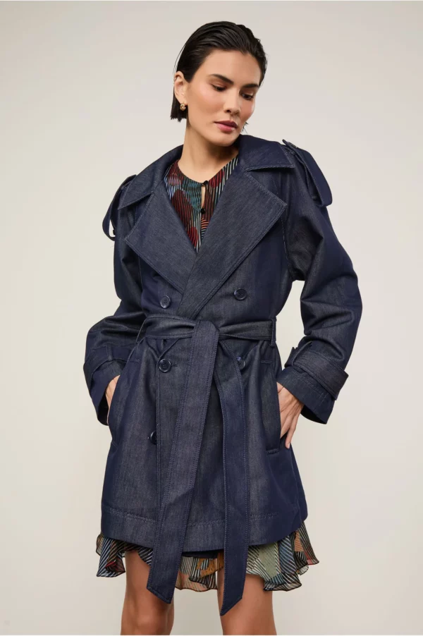 Animale Trench Coat Jeans Com Faixa Para Amarração