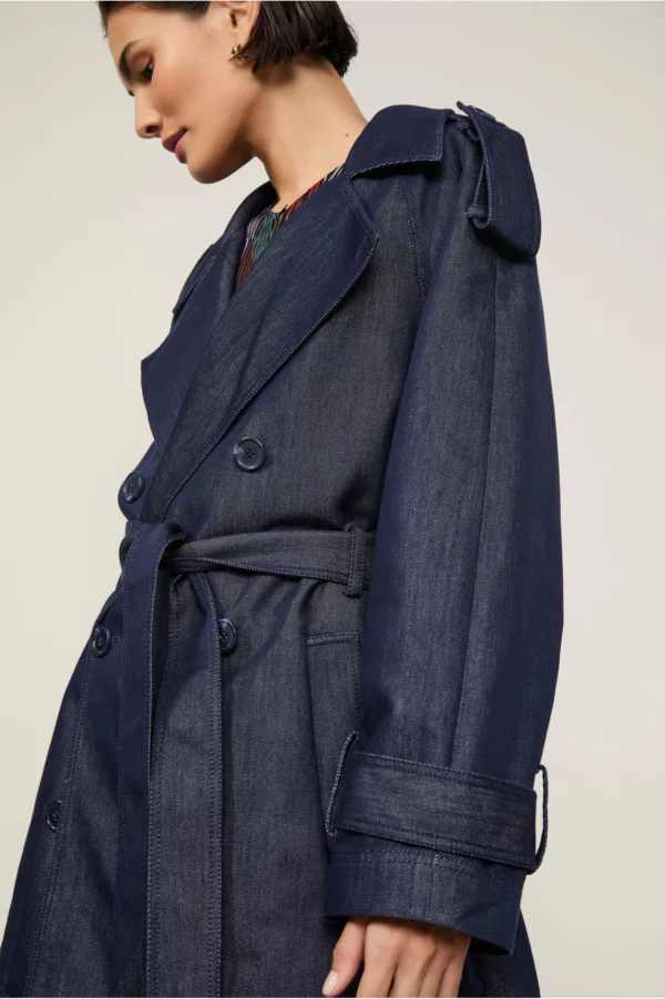 Animale Trench Coat Jeans Com Faixa Para Amarração - Imagem 4