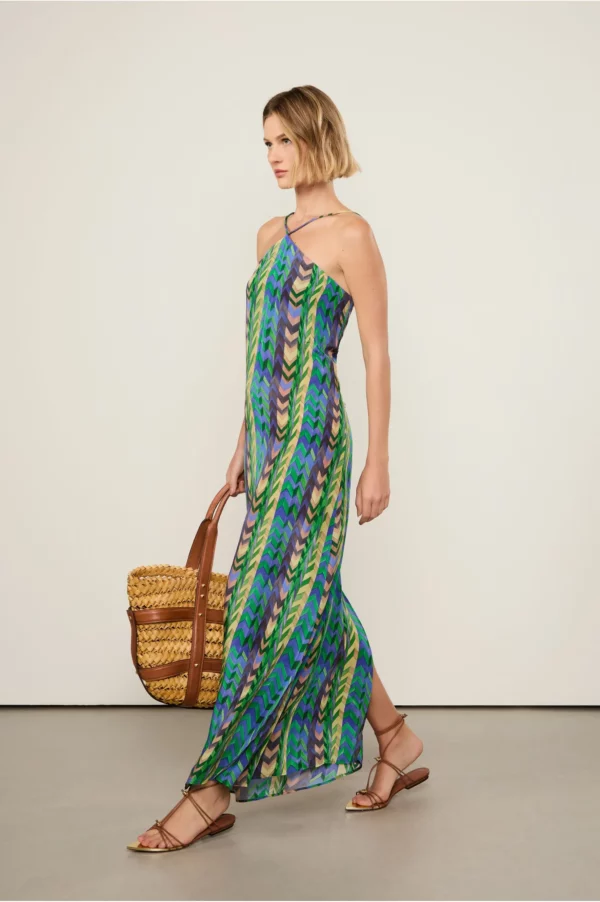 Animale Vestido Midi Costas Amarração Estampado