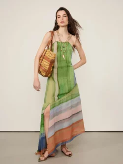 Animale Vestido De Georgette Pesado Midi Estampado Decote Reto