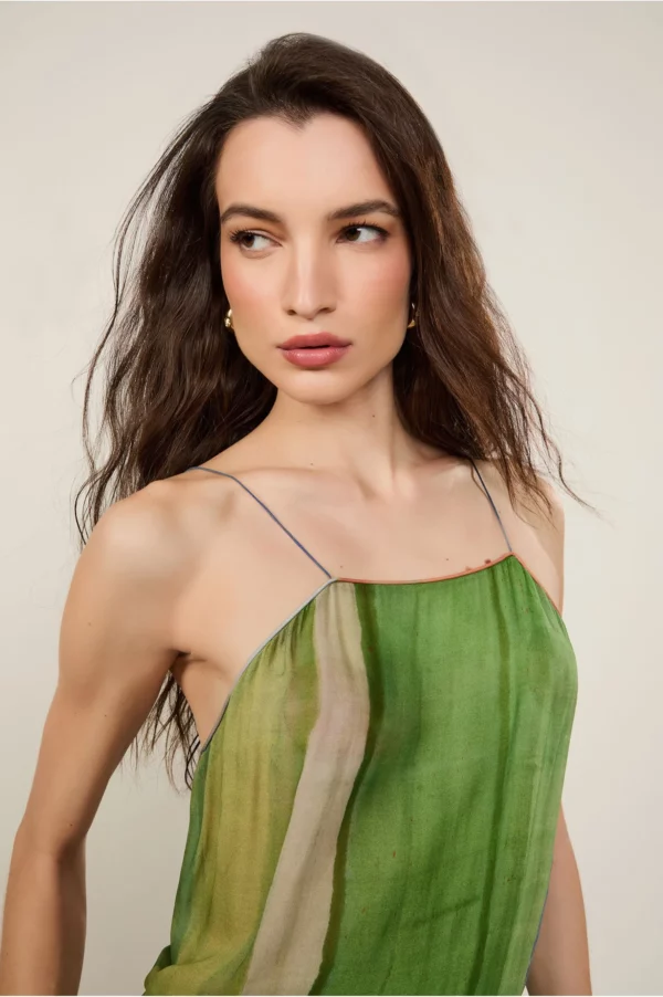 Animale Vestido De Georgette Pesado Midi Estampado Decote Reto - Imagem 2
