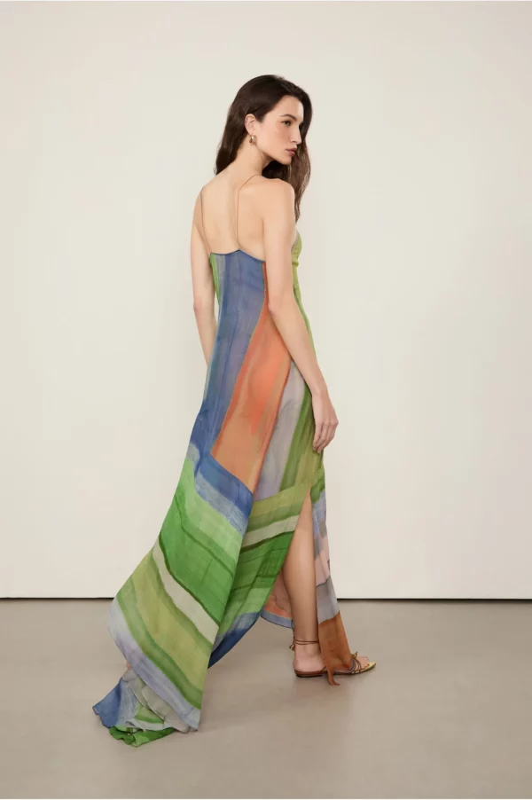 Animale Vestido De Georgette Pesado Midi Estampado Decote Reto - Imagem 3