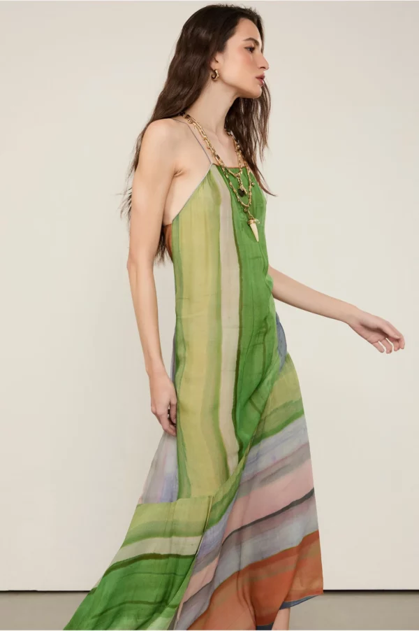 Animale Vestido De Georgette Pesado Midi Estampado Decote Reto - Imagem 4