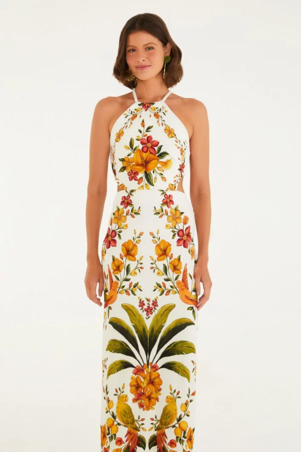 Farm Vestido Midi Frente Única Estampado Bosque Chic - Imagem 2