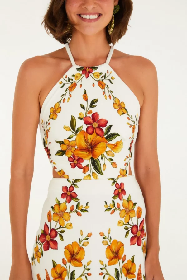 Farm Vestido Midi Frente Única Estampado Bosque Chic - Imagem 3