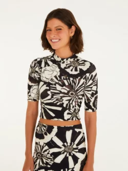 Farm Blusa Cropped Estampada Flora