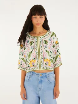 Farm T-Shirt Cropped Estampada Azulejaria