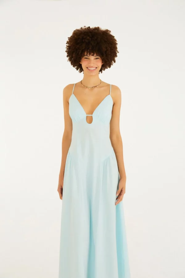 Farm Vestido Alcinhas Decote Azul - Imagem 2