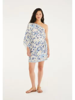Farm Vestido Ombro Só Estampado Azulejaria