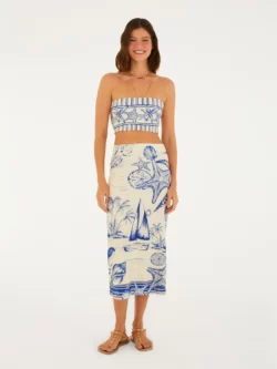 Farm Saia Midi Estampada Aventureiro