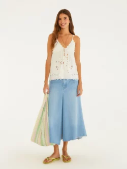 Farm Saia Jeans Cropped