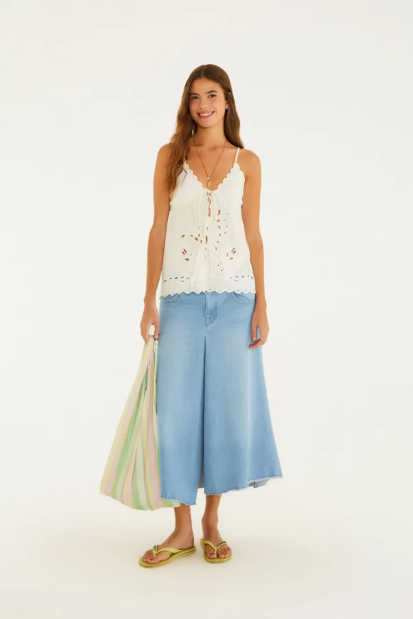 Farm Saia Jeans Cropped