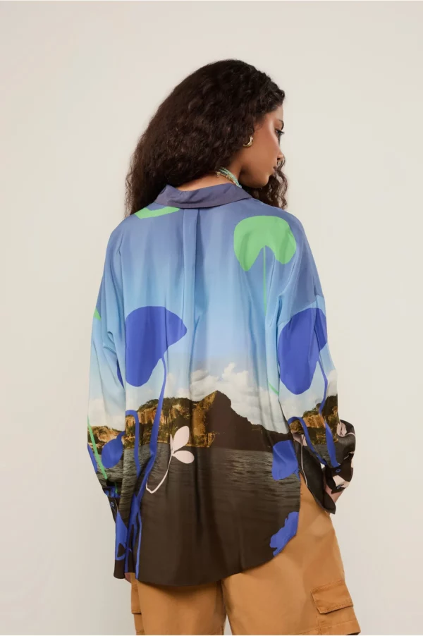 Animale Camisa De Seda Ampla Estampada Manga Longa - Imagem 4