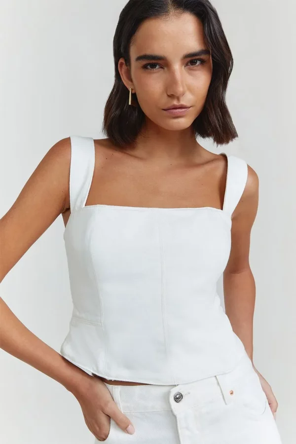 NV Blusa Jeans Bia - Jeans White