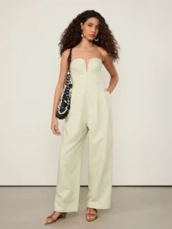 Animale Macacão Com Linho Sem Alça Decote Estruturado Verde