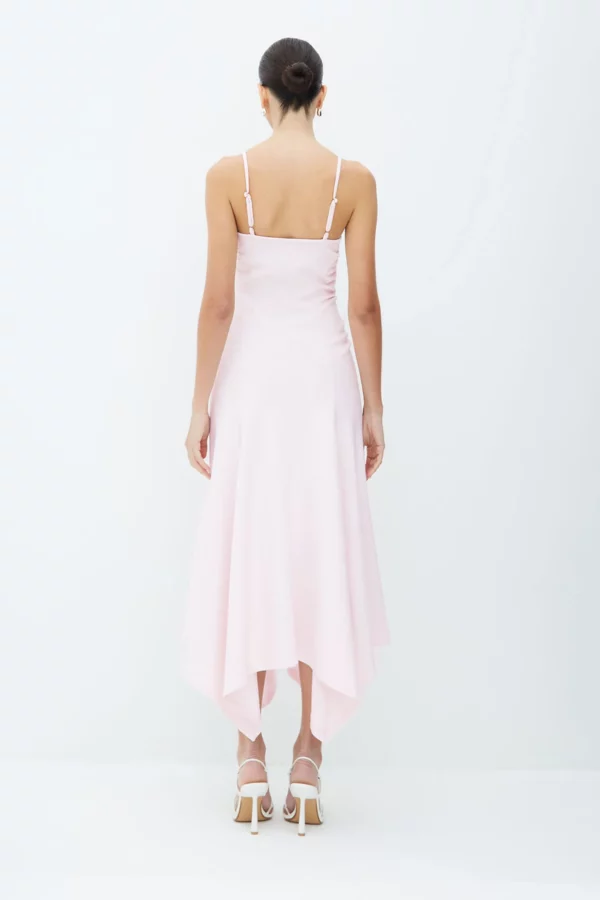Zen VESTIDO MIDI FRANZIDOS LATERAIS E BARRA ASSIMETRICA ROSA CELESTIAL - Imagem 3