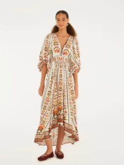 Farm Vestido Longo Estampado Tapete De Cor