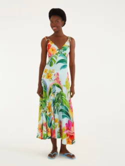 Farm Vestido Cropped Estampado Canto Dos Pássaros