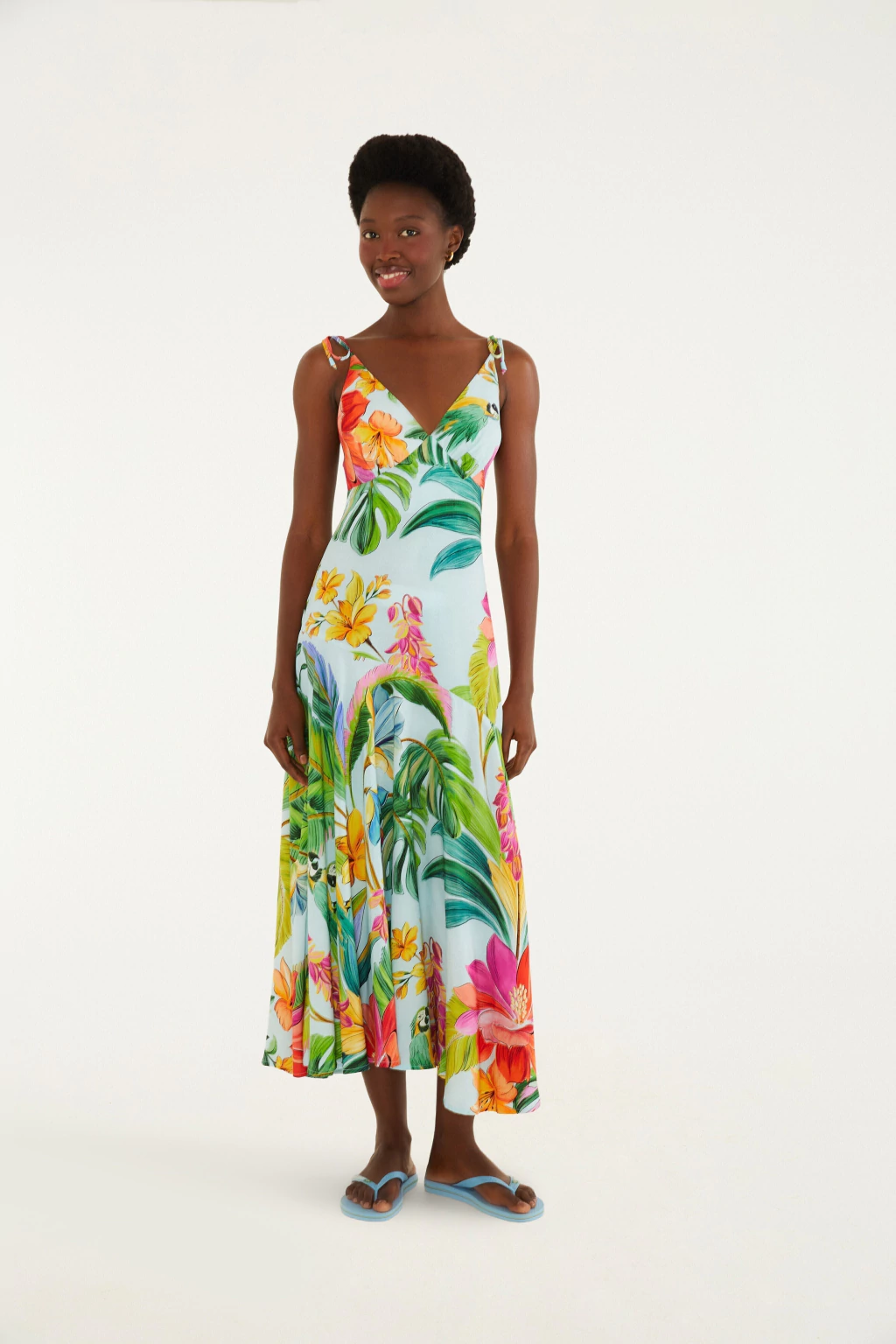 Farm Vestido Cropped Estampado Canto Dos Pássaros