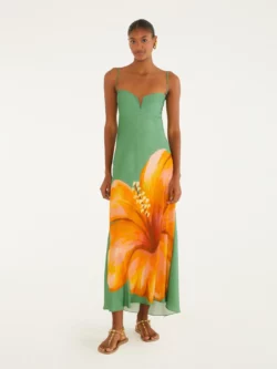 Farm Vestido Longo Reto Estampado Thalia