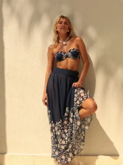 Gapaz Saia Menorca Floral Navy
