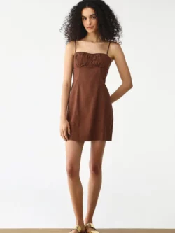 Farm Vestido Curto Franzido