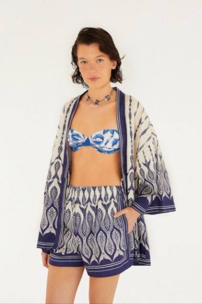 Farm Kimono Estampado Peixe Correnteza