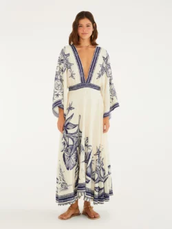 Farm Vestido Midi Mar De Ondas