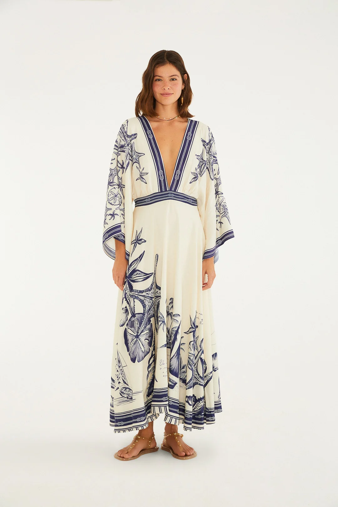 Farm Vestido Midi Mar De Ondas