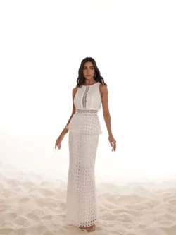 Dot Conjunto Blusa Peplum E Saia Longuete