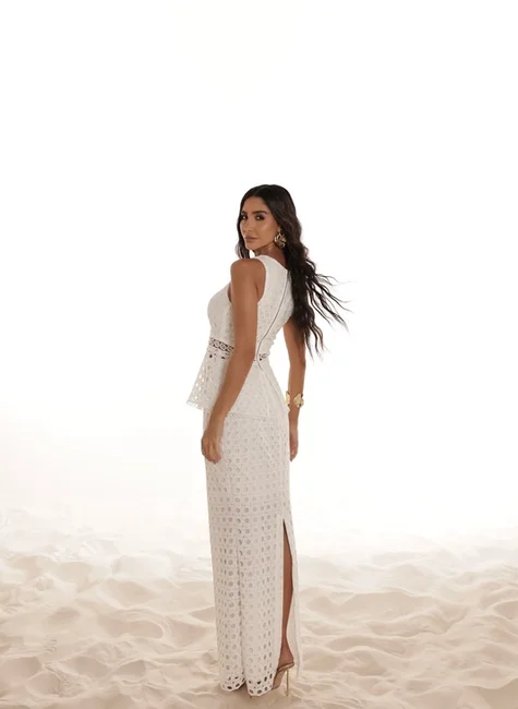 Dot Conjunto Blusa Peplum E Saia Longuete - Imagem 4