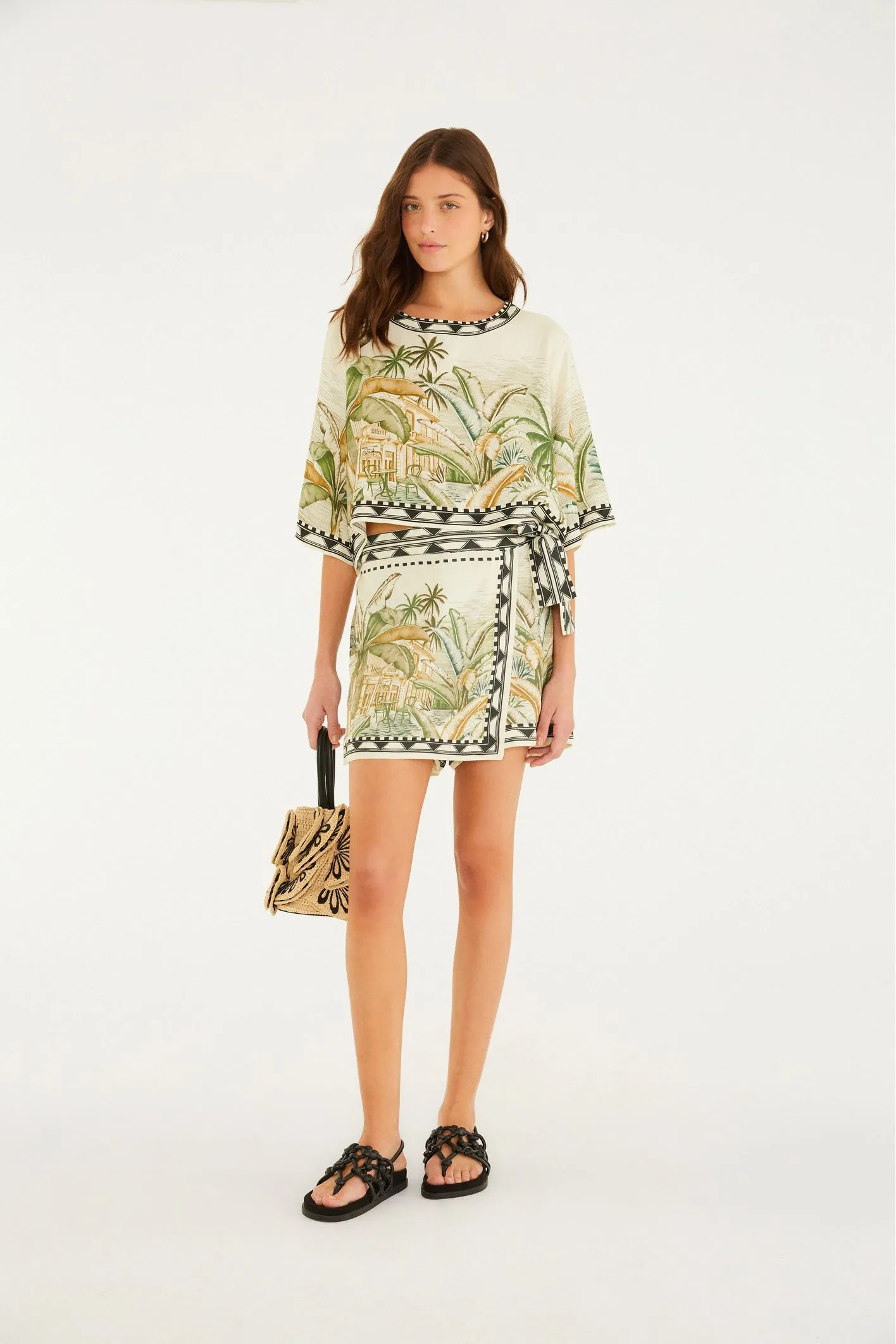 Farm Short Saia Estampado Teresa Lenço