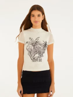 Farm Blusa Tule Estampada Vila Teresa