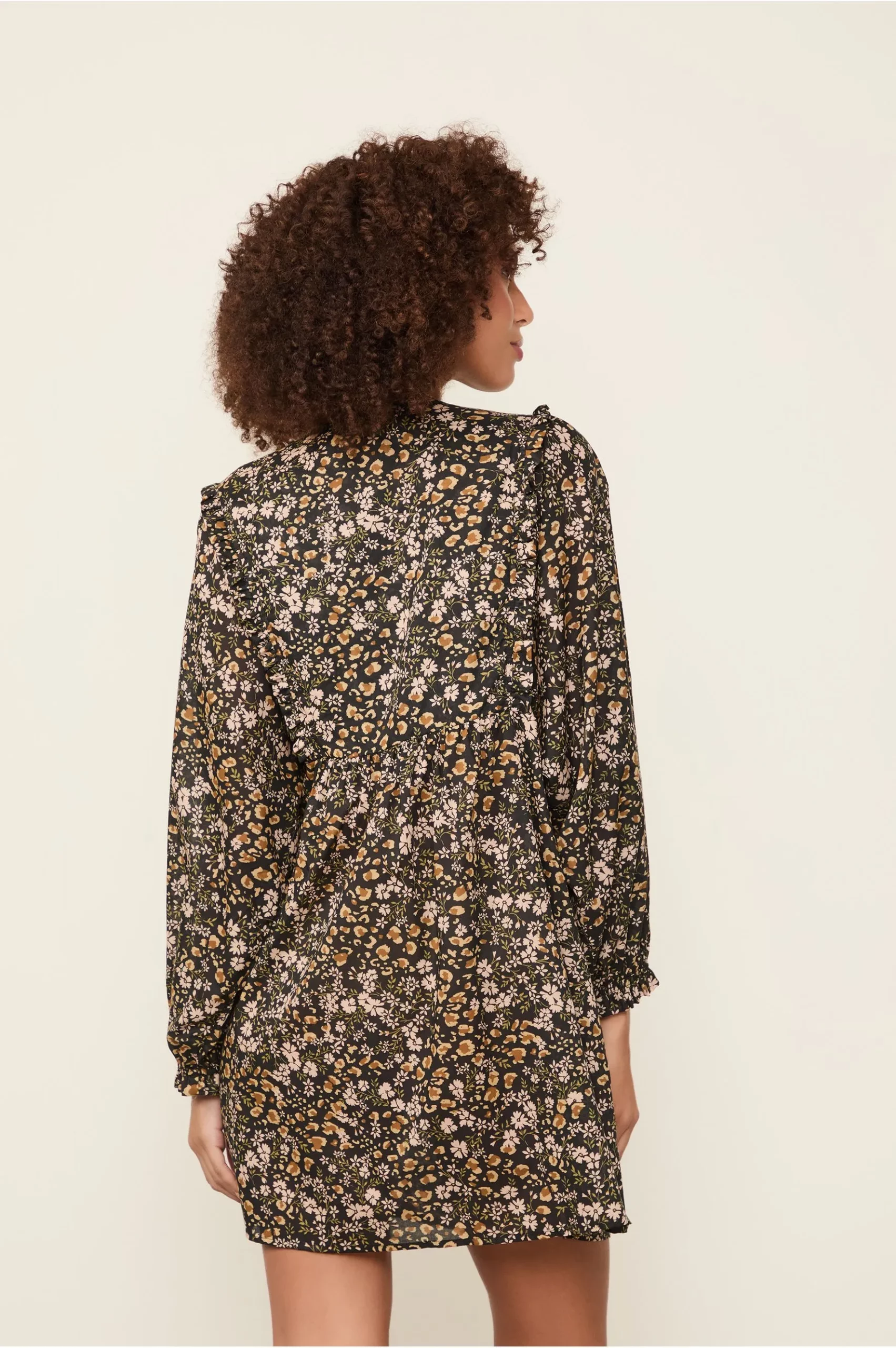 Animale Vestido De Voil De Algodão Curto Boho Estampado - Imagem 4