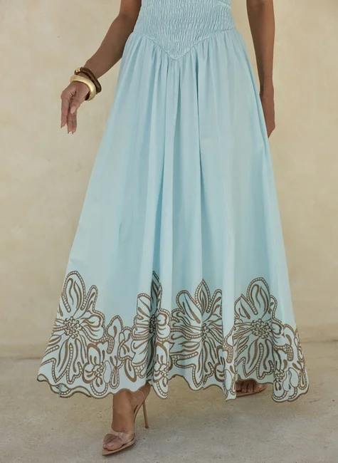 Dot Vestido Laise Barrado Azul Claro - Imagem 3