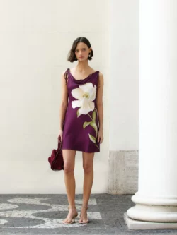 Farm Vestido Curto Estampado Papoula