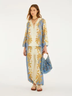 Farm Calça Pantalona Estampada Ourinho Tropical