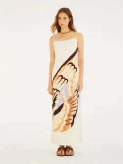 Farm Vestido Midi Estampado Asa De Borboleta