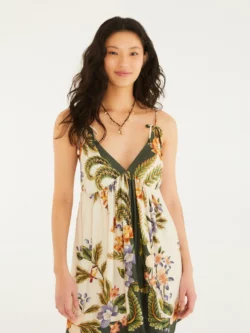 Farm Vestido Curto Estampado Natureza Floral Verde