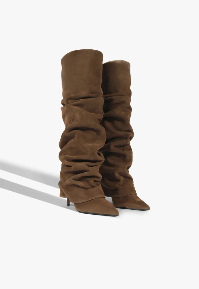 Schutz Bota Mikki Up Cloak Camurça Marrom