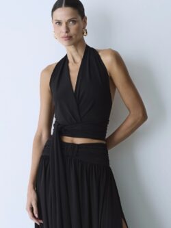 Zen BLUSA FRENTE UNICA COM AMARRACAO E TRANSPASSE PRETO