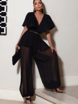 Zen CALÇA BALONÊ COM SAIA SOBREPOSTA PRETO