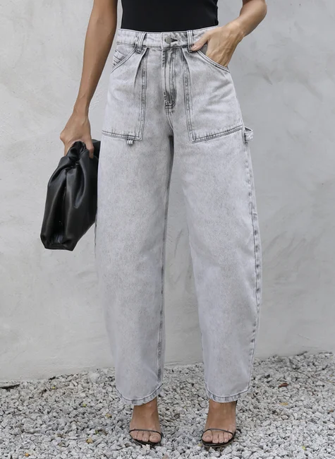 Dot Calça Jeans Barrel Cinza - Imagem 3