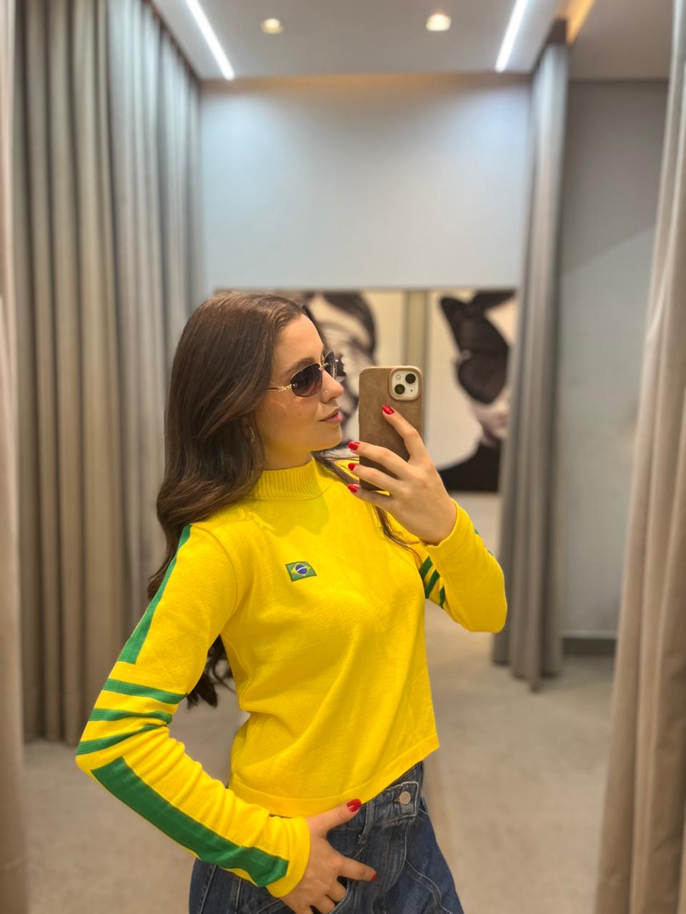 Blusa Trico Manga Longa Brasil - Imagem 2