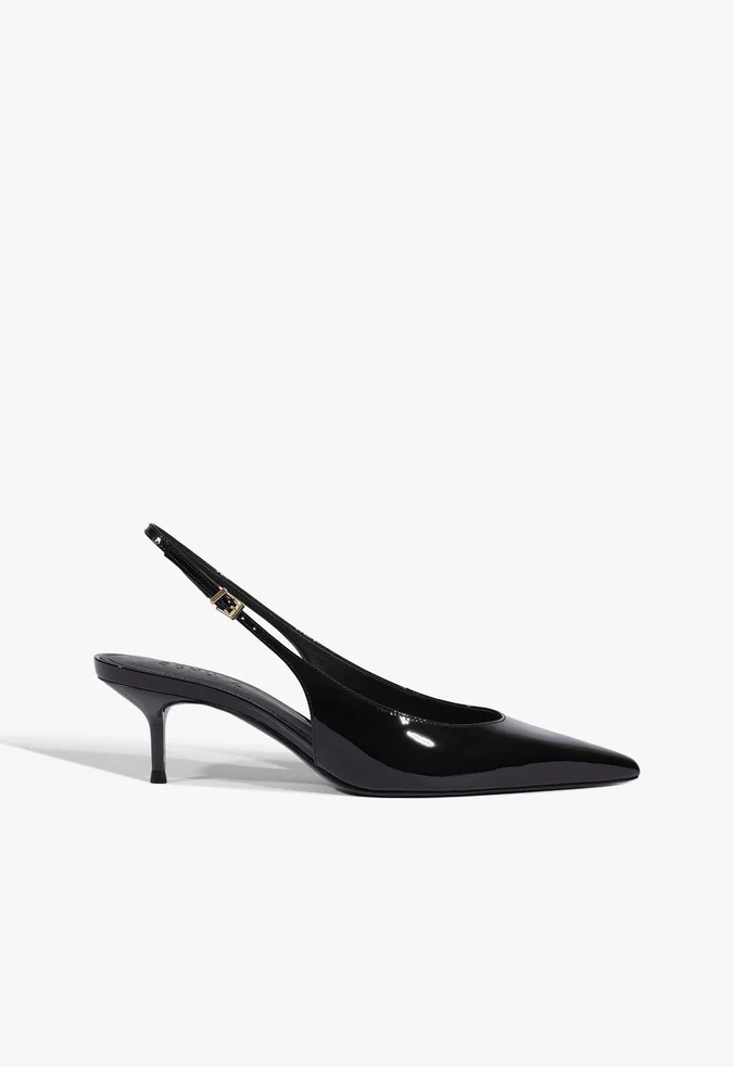 Schutz Scarpin Slingback Verniz Preto