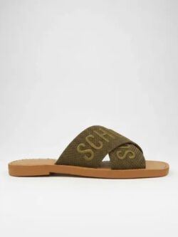 Sandália Rasteira X Schutz Logo Verde