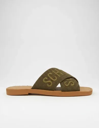 Sandália Rasteira X Schutz Logo Verde