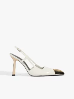 Scarpin Slingback Verniz Couro Branco