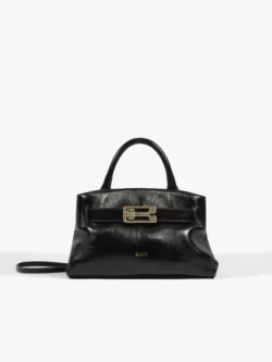Bolsa Hobo Média Heather Couro Preta