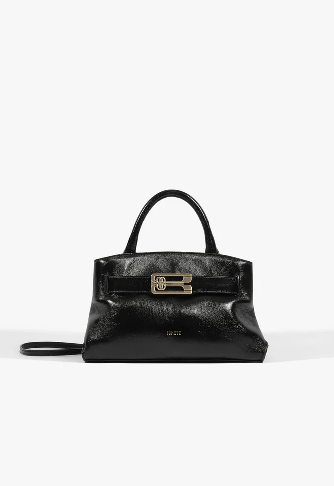 Bolsa Hobo Média Heather Couro Preta